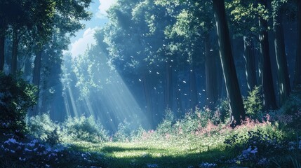 Mystic forest in anime style