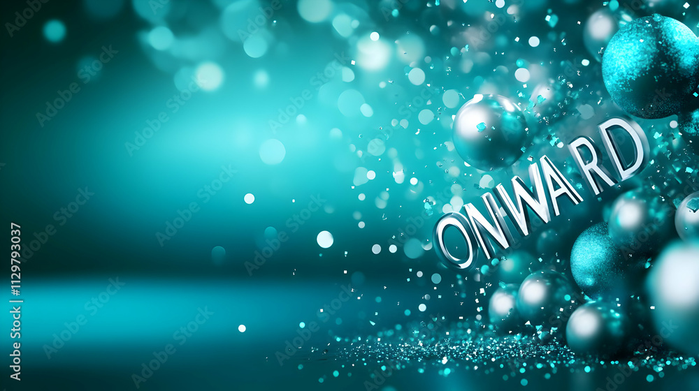 Poster an inspirational graphic featuring a vibrant teal background with the word 'onward' highlighted in s