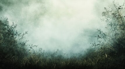 Obraz premium Mystical Foggy Forest Scene With Lush Greenery