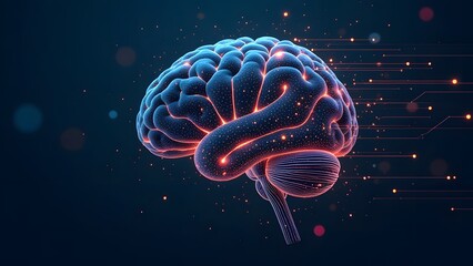 Futuristic digital brain concept with neural connections and technology elements