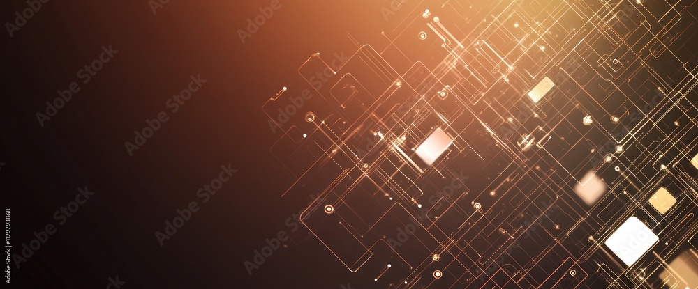 Poster Abstract digital network background with glowing lines and nodes.