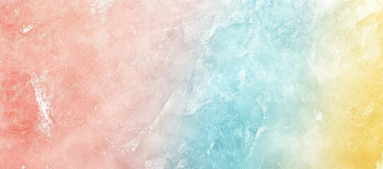 Pastel-colored abstract background texture with pink, blue, and yellow hues.