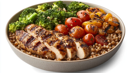 Grilled Chicken and Spelt Salad with Roasted Vegetables