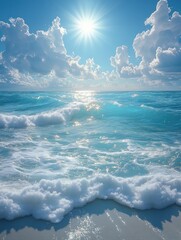 Fototapeta premium Clear Sky and Blue Ocean Landscape