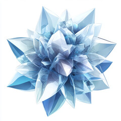 Ice Crystal Flower: 3D Rendering, Geometric, Futuristic, Blue