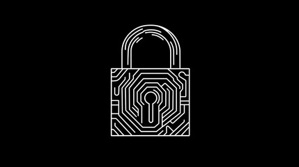 Quantum Padlock: Minimalist Line Art Security Icon