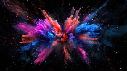 Colorful Explosion of Fireworks Against Dark Background