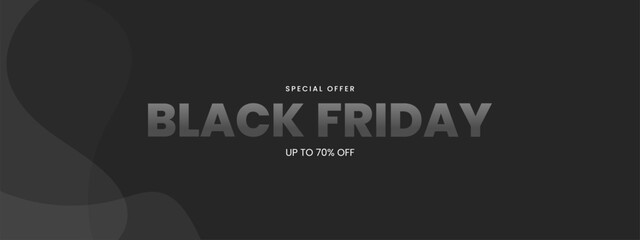 Black Friday banner or poster design with 70% discount offer