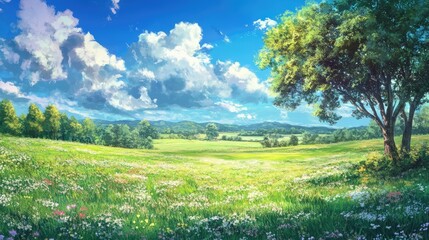 Obraz premium Nature Anime illustration landscape background
