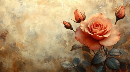 Vintage Grunge Background Design Elegant Aged Paper Texture Warm Sepia Tones Abstract Watercolor Style