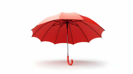 A vibrant red umbrella isolated against a clean white background, symbolizing protection and style amid rainy weather.