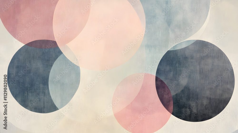 Poster a colorful abstract painting of circles with a brown and orange background. the circles are of vario