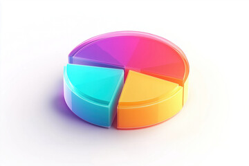 Obraz premium 3d frosted glass icon of pie chart on a pedestal