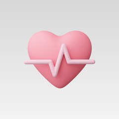 3d Realistic Heart beat pulse vector illustration