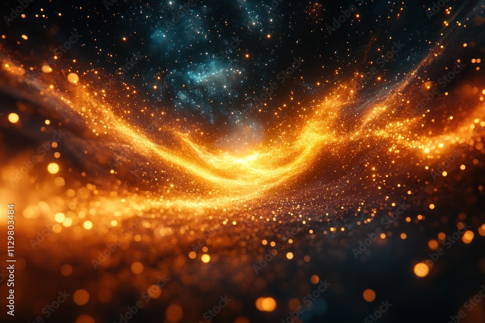 Poster golden light explosion abstract background with dynamic movement and vibrant colors