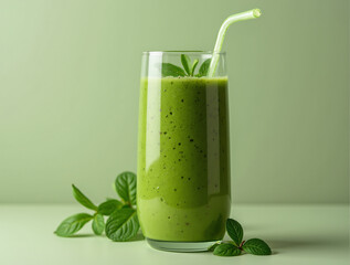 healthy green smoothie, green juice, healthy lifestyle concept, generative ai
