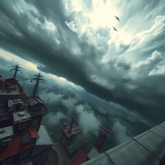 Fototapeta premium time lapse of clouds over the city