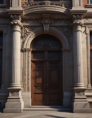 Fototapeta premium A columned building with an ornate doorway and intricate carvings , intricate, architecture, ornate