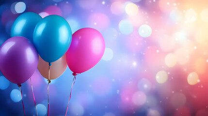 Colorful balloons floating against a vibrant, blurred background, perfect for celebrations and joyful moments.
