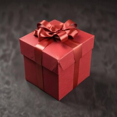 Obraz premium A gift box wrapped in red paper with a bow tied on top , celebration, presents, wrapping