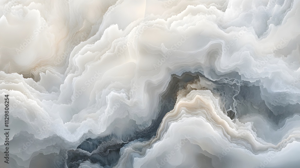 Poster the sky is filled with clouds, creating a sense of calm and serenity. the white clouds against the b