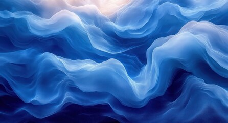 Obraz premium Abstract Soft Curved Lines Flowing in Blue and White Background Minimalist Design 3D Render