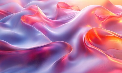 Fototapeta premium Iridescent Abstract Fluid Shapes with Glossy Finish in Soft Pastel Colors