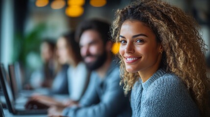 Engaged individuals collaborating on real-time peer-to-peer platform in a modern workspace