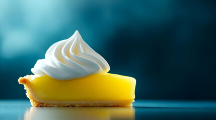 Delicious lemon pie slice topped with creamy whipped cream, perfect for dessert lovers and culinary enthusiasts.