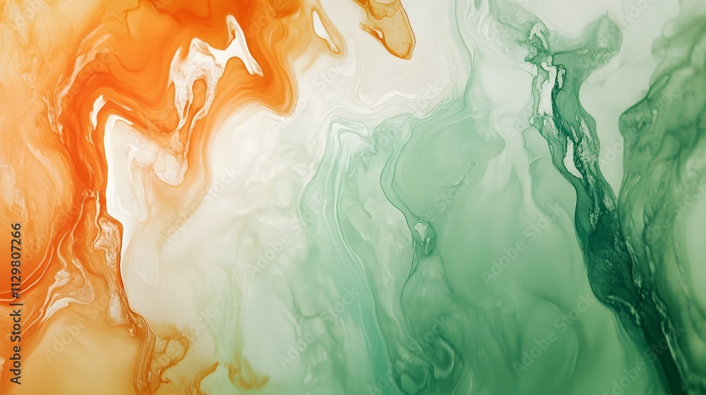Poster a colorful, abstract background with a green and orange swirl. the colors are vibrant and the design