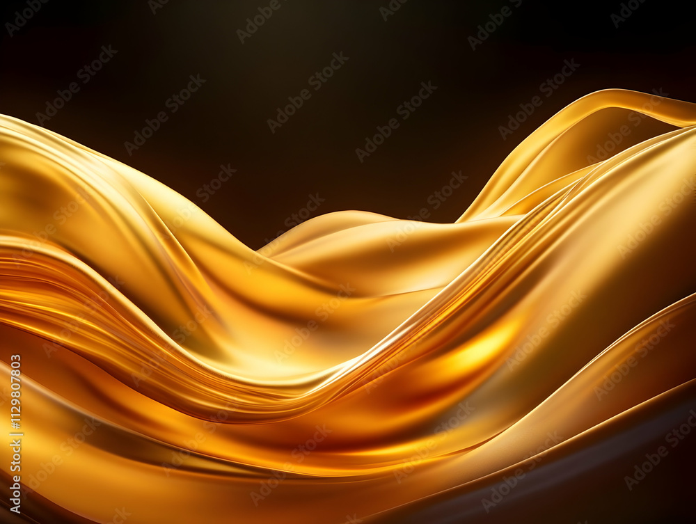 Poster elegant golden waves swirling on a dark background, creating a luxurious and sophisticated visual ef
