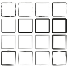 Abstract square frames. Hand drawn border. Minimal black shapes. Vector illustration.