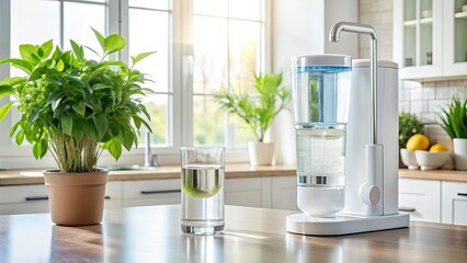 Fototapeta premium Pure water, instantly. Kitchen osmosis filter delivers clean, healthy drinking water for your family.