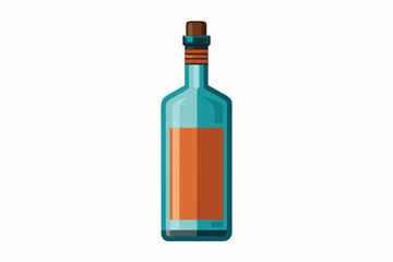 Empty liquor bottle on a white background vector art illustration