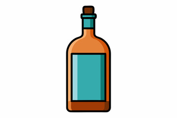 Empty liquor bottle on a white background vector art illustration