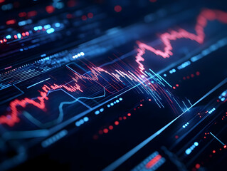 Visual representation of digital financial data, showcasing graphs and trends in vibrant colors and intricate details.