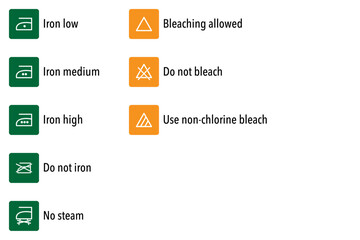 Vector Illustration of Ironing and Bleaching Symbols for Laundry Care