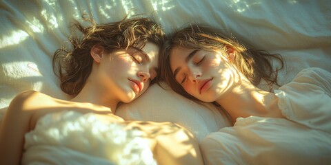 Senior couple bonding in bed during romantic morning in stylish apartment enjoying quality time