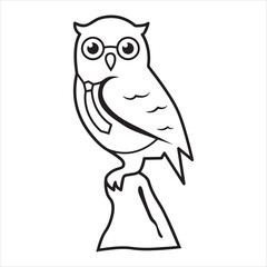  Owl silhouette line art illustration.