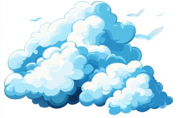 Stunning Illustration of Fluffy Blue Cloudscape Against a White Background A Breathtaking View of  Cartoon Clouds