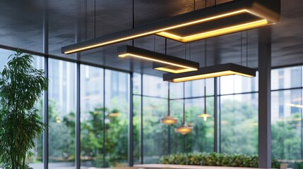 Fototapeta premium Office building light fixture with modern design and LED technology
