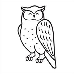  Owl silhouette line art illustration.