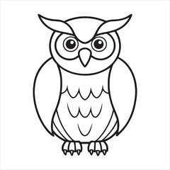 Fototapeta premium Owl silhouette line art illustration.