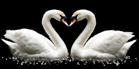 Obraz premium Romantic Swans Forming Heart Shape Love Nature Wildlife