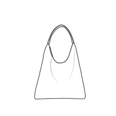 Technical sketch drawing of hobo bags for women shoulder handbag tote purses for work or travel line art, outline vector doodle illustration front view. Isolated on a white background