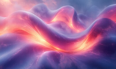 Obraz premium Minimalist Abstract Geometric Shapes 3D Render with Smooth Curves and Gradient Colors in Purple and Pink