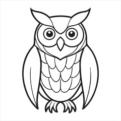  Owl silhouette line art illustration.