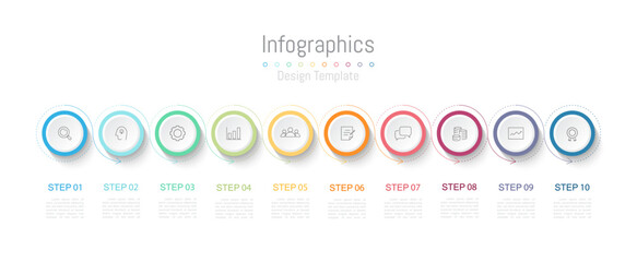 Infographic 10 options design elements for your business data. Vector Illustration.