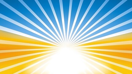 Abstract sunburst background with blue and orange rays converging to a bright center.