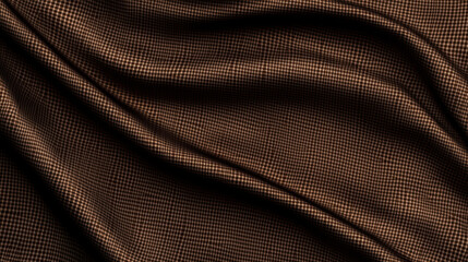 Soft mocha brown checkered fabric with elegant drapes and texture. Ideal for upholstery or fashion design